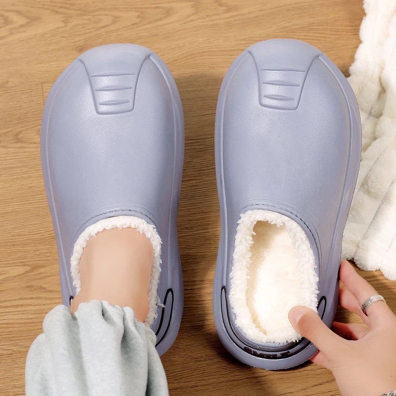 High Quality Winter Men\'s Warm Slippers Cotton Slippers Outdoor Indoor Warm Shoes Non-slip Mens Home Bedroom Plush Warm Slippers