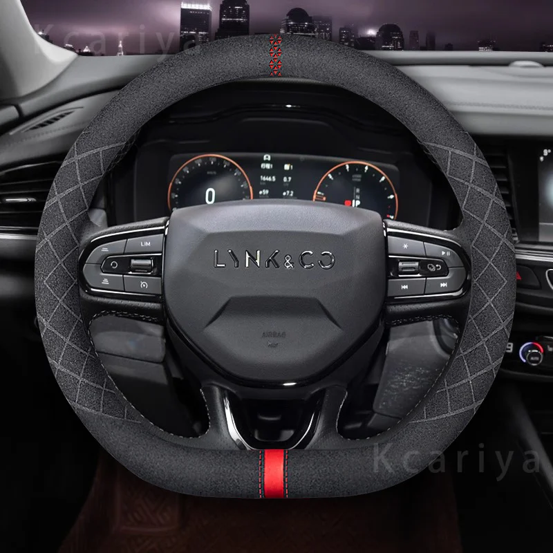 Lynk & Co 09 steering wheel cover turned fur 01/03/06/05/08phev05 non-slip four seasons leather handle cover