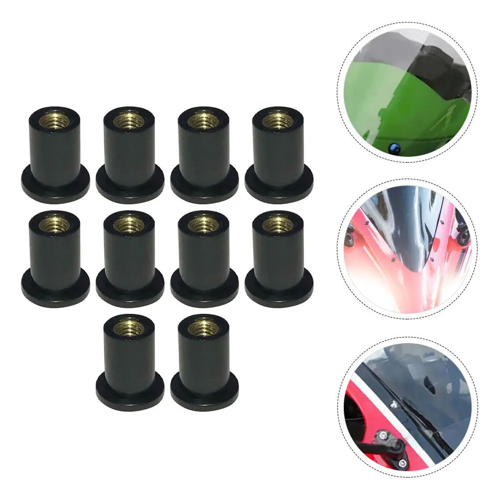 

10pcs M4 Rubber Well Nuts Metric Brass Insert Expansion Nut Motorcycle Windshield Replacement Fastener Kit Motorcycle Part