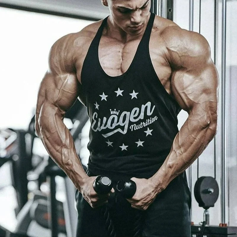Nowa drukowana sportowa koszulka bez rękawów bawełniany podkoszulek letni kamizelka do biegania treningowy na siłownię bez rękawów bezrękawnik męski bluza fitness