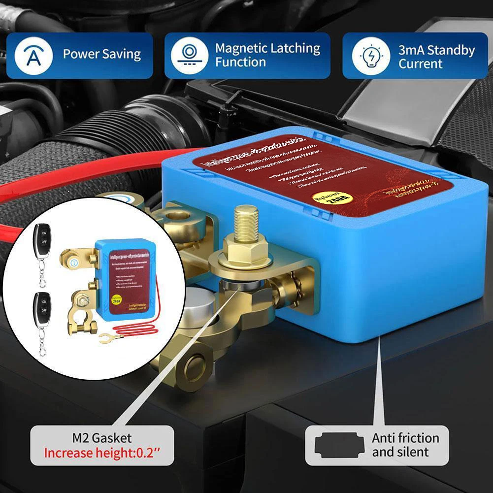 12V Wireless Dual Remote Car Battery Disconnect Relay Master Kill Cut-Off Switch Without ON/OFF Car Battery Disconnectors