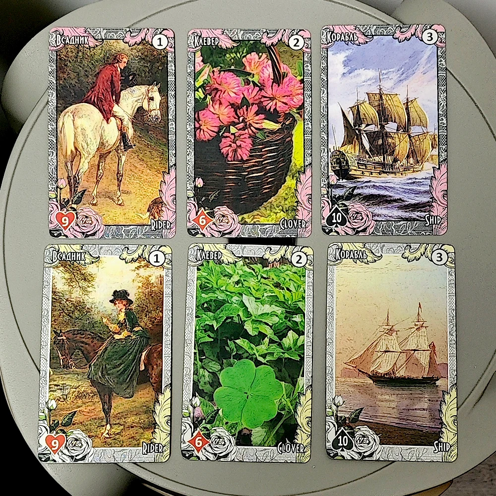 10.3*6cm Marie Lenormand Vintage Style 72 Cards In Russian Language 2 Sets (36+36 Pcs Lenormand Cards)