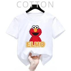 Summer Tops Cotton Cute Cartoon Kids T-Shirts Short Sleeve Tops Sesame Street Design Print Boys Girls Funny Children Tshirt