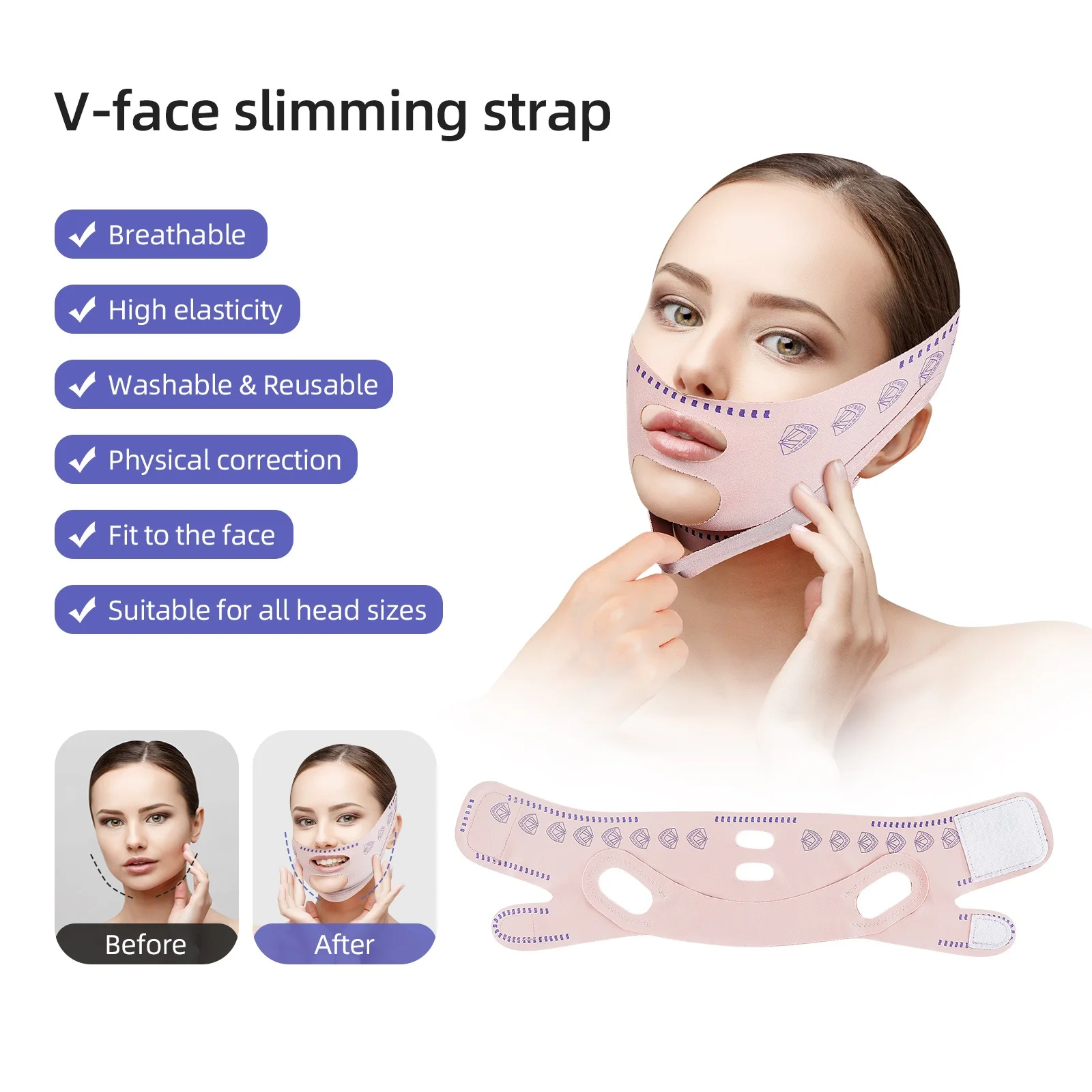 V Face Band Lifting Up Face Cheek Thin Mask Reduce Double Chin V-Line Shaping Bandage Anti Wrinkle Bandage