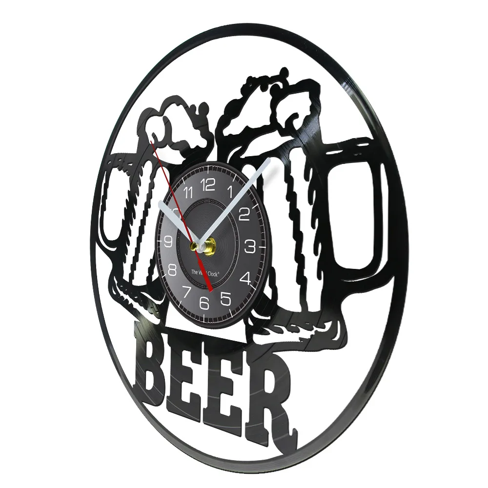 Beer Bar Wall Decor Modern Clock Drinking Hour Pub Vinyl Record Wall Clock Wall Watch Beer Club Decor