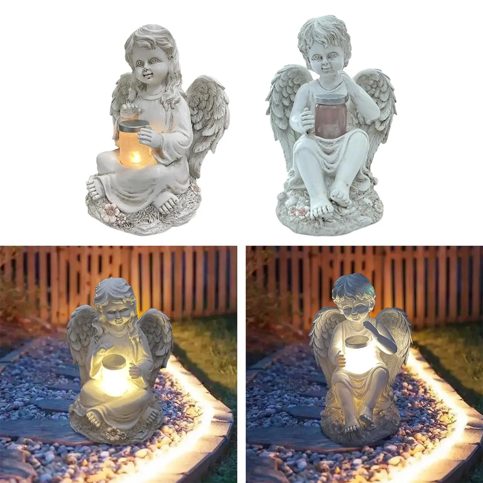 

Solar Powered Light Angle Statue Garden Decoration Resin Ornament with LED Light