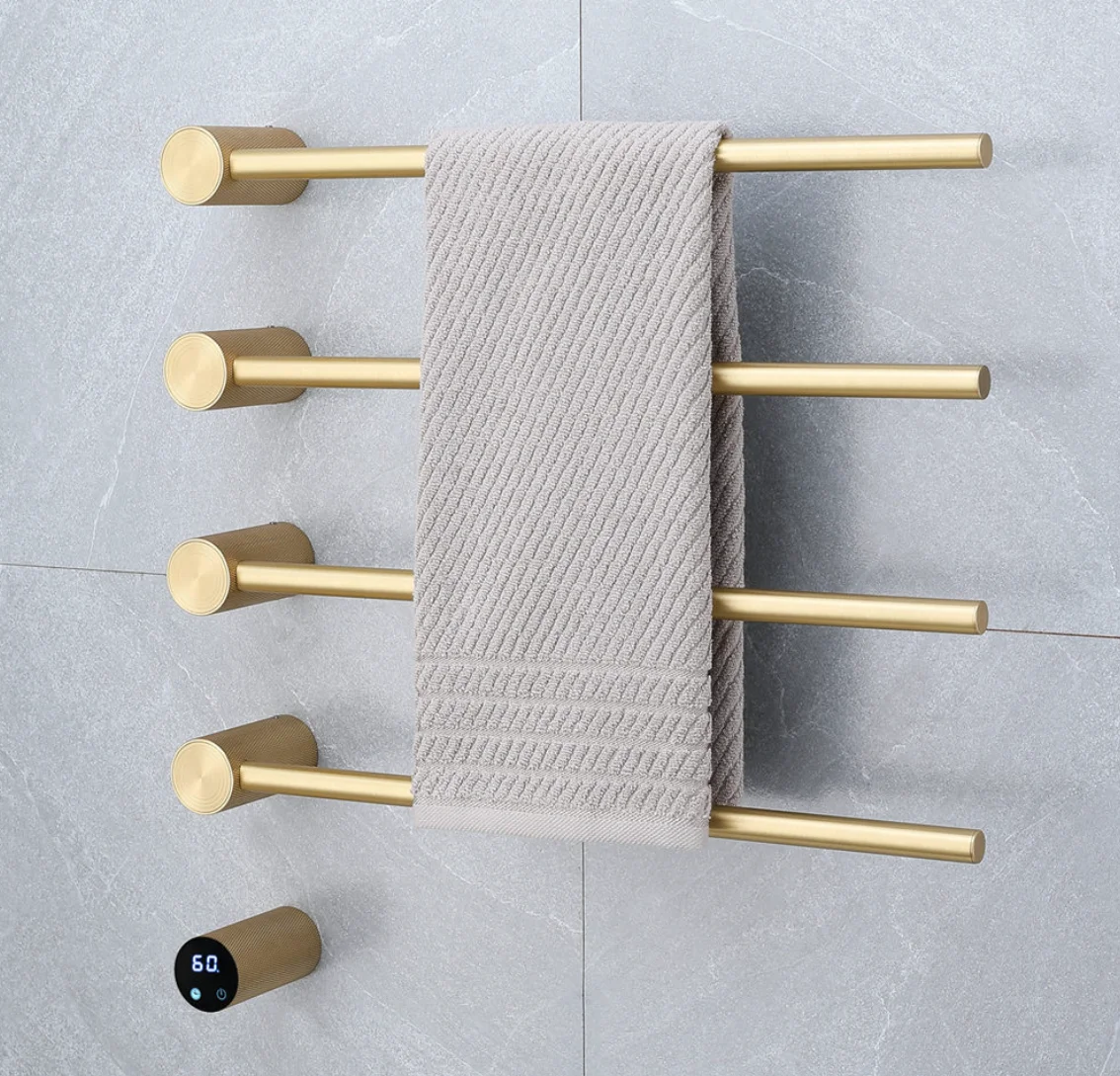 2026 Touchscreen Display Constant Temperature Heating Time Control All Brass Electric Heated Towel Rails Heated Towel bar