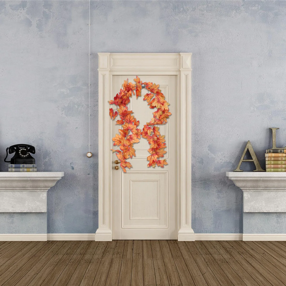 

Artificial Maple Rattan Dark Brown Simulation Leaves Vine For Halloween Thanksgiving Decor Wedding Party Garden Fence Wall Door