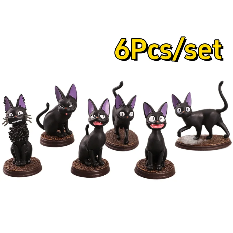 

Черная ведьма-кошка JiJi, аниме-фигурка, отображение фильма, набор из 6 шт., фигурка из ПВХ, модель игрушки, украшения, коллекционные подарки