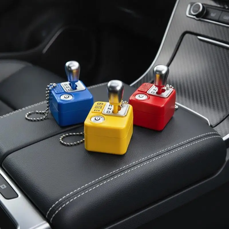 Realistic Reverse Sound Stress Relief Keychain 3 Rotary Gears Glowing Design for Car Enthusiasts Key Holder