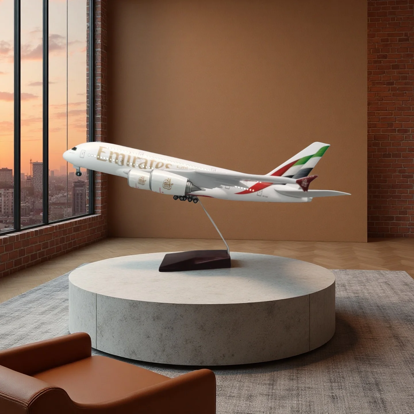 

Diecast Toy Plastic Resin Model 47cm Airplane Model 1/160 Scale A380 New Emirates Airline Aircraft with Light & wheels Collectib