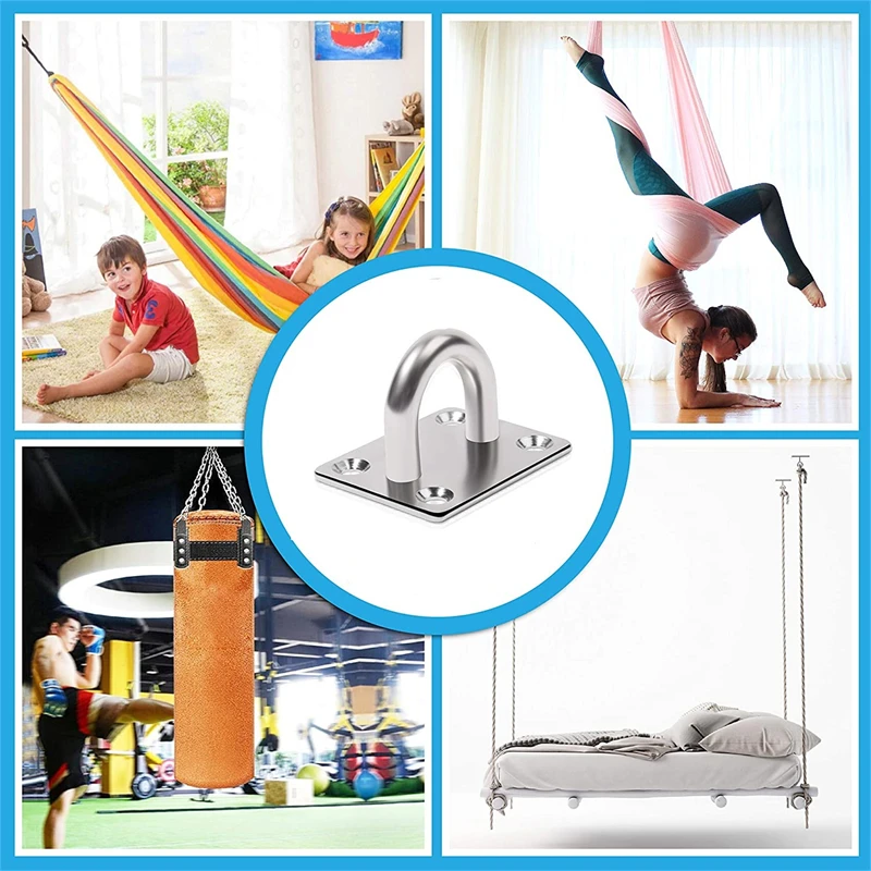 Mount Stainless Heavy Duty Ceiling Hanging Hook Set Swing Chair Bracket Fixed Pad Eye Plate Hanging Hook Hardware Tools