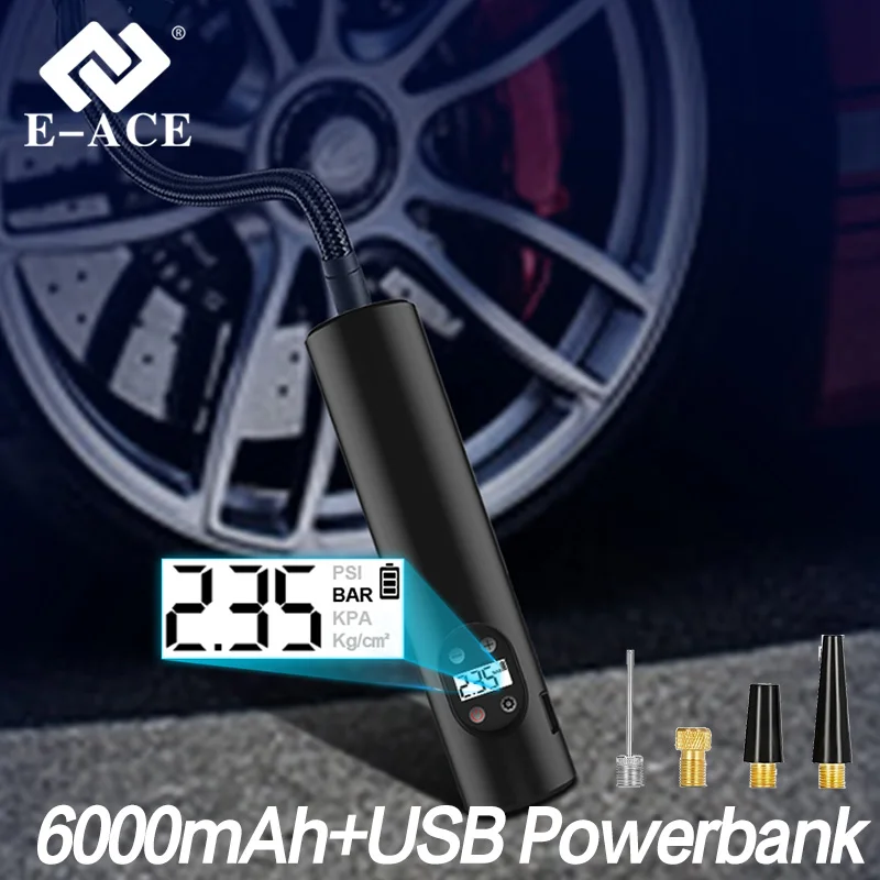 

E-ACE Mini Car Air Compressor 150PSI Electric Wireless Portable Tire Inflator Pump for Motorcycle Bicycle AUTO Tyre Balls