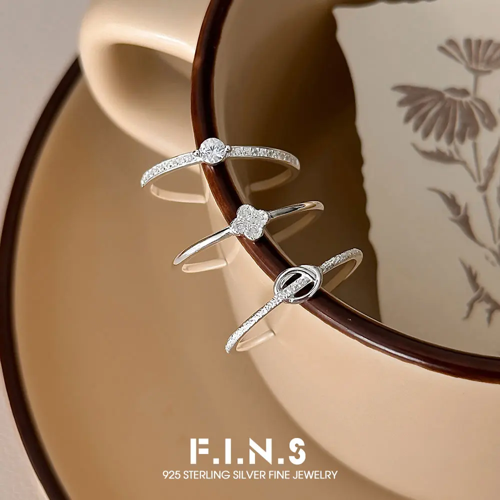 

F.I.N.S 925 Sterling Silver Four Leaf Knot Ring Women Luxury Stackable Fashion Statement Wedding Engagement Fine Jewelry Gifts