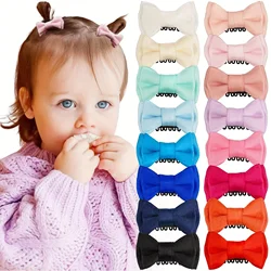 16Pcs Baby Girl Hair Clips Solid Style Barrettes for Kids Infant Hairbows hand sewn hair combs for Children hair accessories