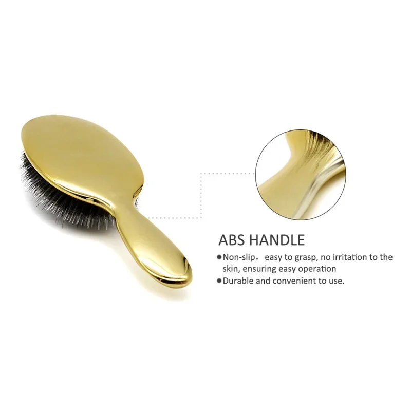 1pc Luxus Gold und Silber Farbe Wildschwein Borsten Paddel Haar Pinsel Oval Haar Pinsel Anti Statische Haar Kamm friseur Massage Kamm – Detail 4