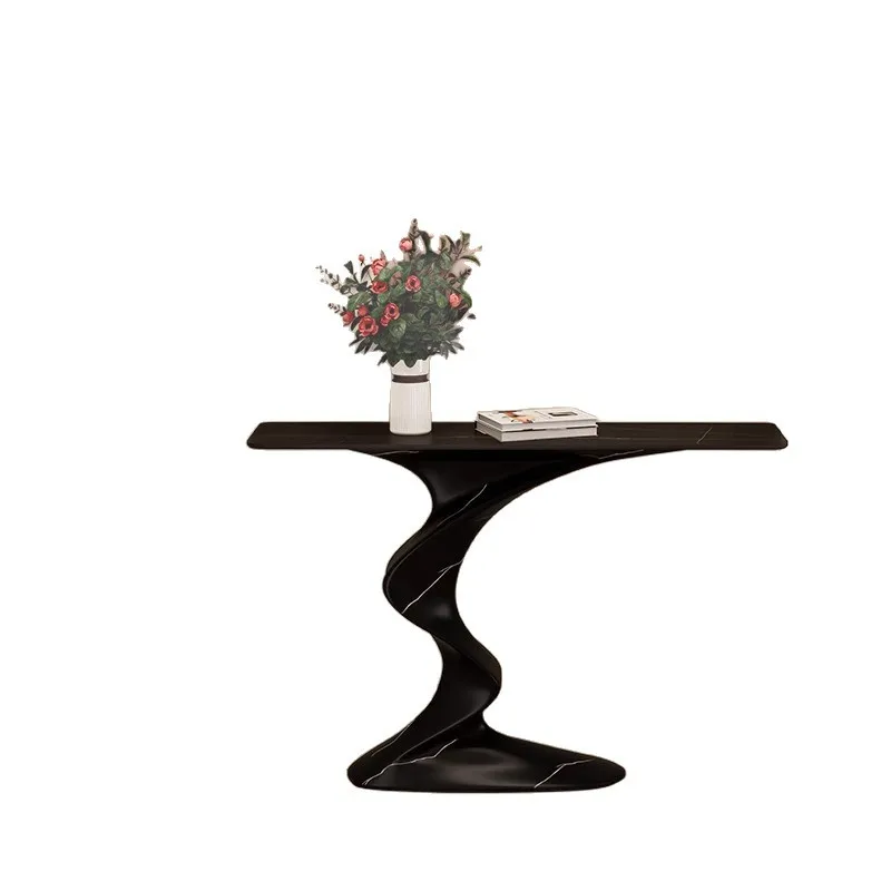

Light luxury home living room simple modern Chinese rock slab Italian super narrow entrance table super art