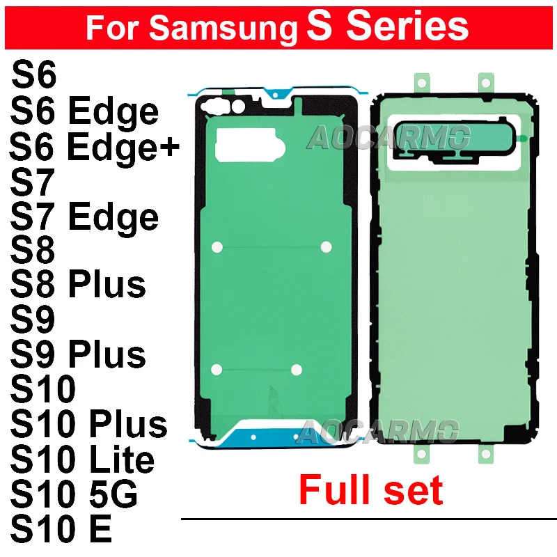 Pełny zestaw kleju do Samsung Galaxy S6 S7 Edge+ S8 S9 Plus S10+ Lite 5G S10E S10PLUS Wyświetlacz LCD Tylna pokrywa Bateria Naklejka Klej