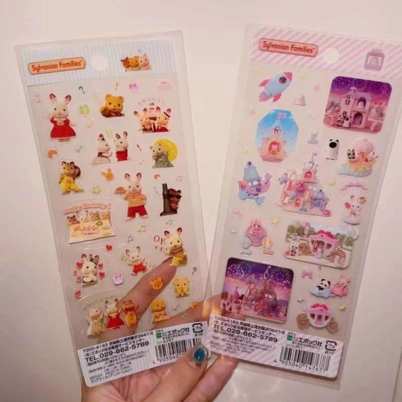 Gran oferta 2024, pegatina de conejo de Chocolate Kawaii de las familias Sylvanian, muñeco impermeable, hermoso Anime Figrues, juguete de Navidad, regalos para niños