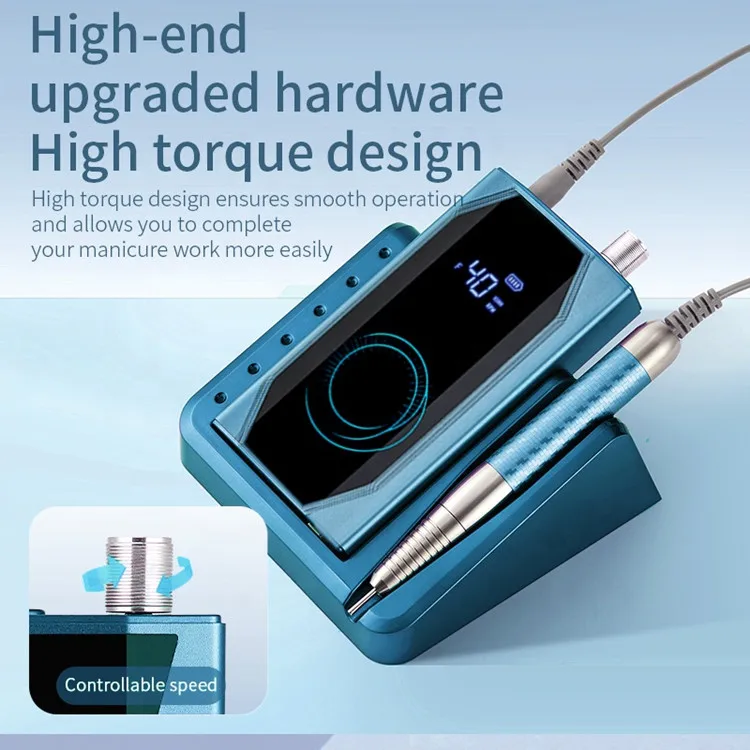 2032 AT-NDB-181 OEM Rechargeable 6000mAh Gleamy 40000rpm Brushless Professional Portable Strong E File Nail Drill Machine