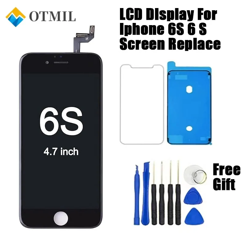 Pantalla para iPhone 6S Blanca y Negra de 4.7 Pulgadas, Pantalla Táctil LCD con Marco de Vidrio, Kit de Desmontaje A1633 A1688 A1700