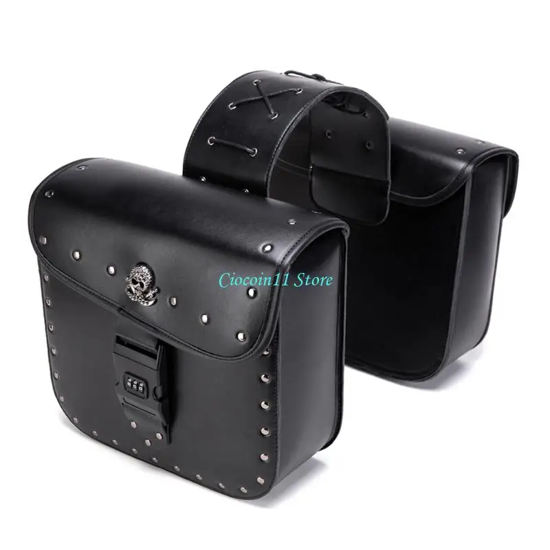 

Y1UB Spacious Anti Theft PU Leather Motorcycle Bags Side Case Universal High Capacity Storage For Tools And Riding Essential