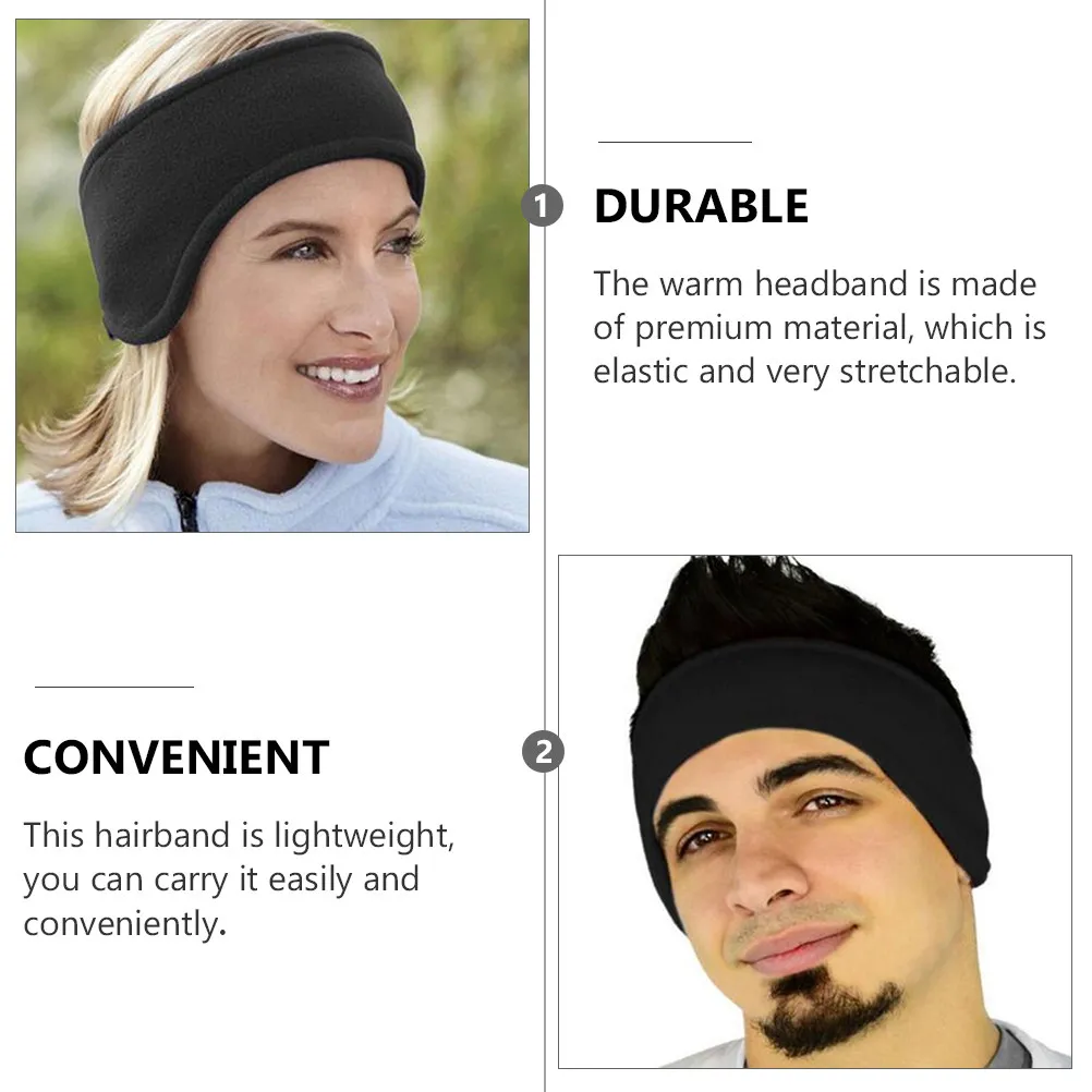 

2Pcs Winter Warm Headband Outdoor Ear Warmers Double-Layer Stretchy Ear Cover Full Cover Sports Headband for Skiing Running