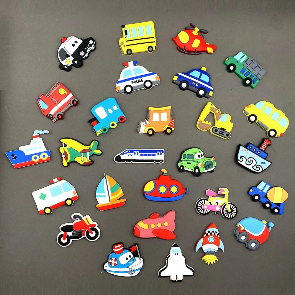 1 Set PVC Fridge Magnet Cars for Children Kids Early Education Toys Cute Magnets for Refrigerator Decor Magnetic Cartoon Vehicle