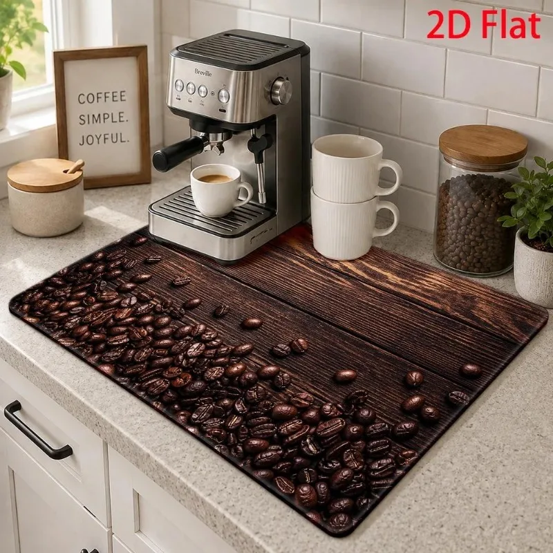 Tableware Drainer Pad Fast Drying Black White Mandala Boho Tile Pattern Modern Kitchen Placemat