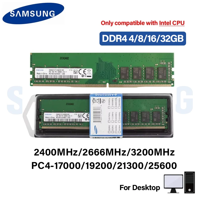 SAMSUNG Memoria Ram DDR4 8GB 4GB 16GB 3200MHz 2666MHz 2400MHz 2133MHz Dla procesora intel 1.2V DIMM PC-21300 25600 Dual Channel
