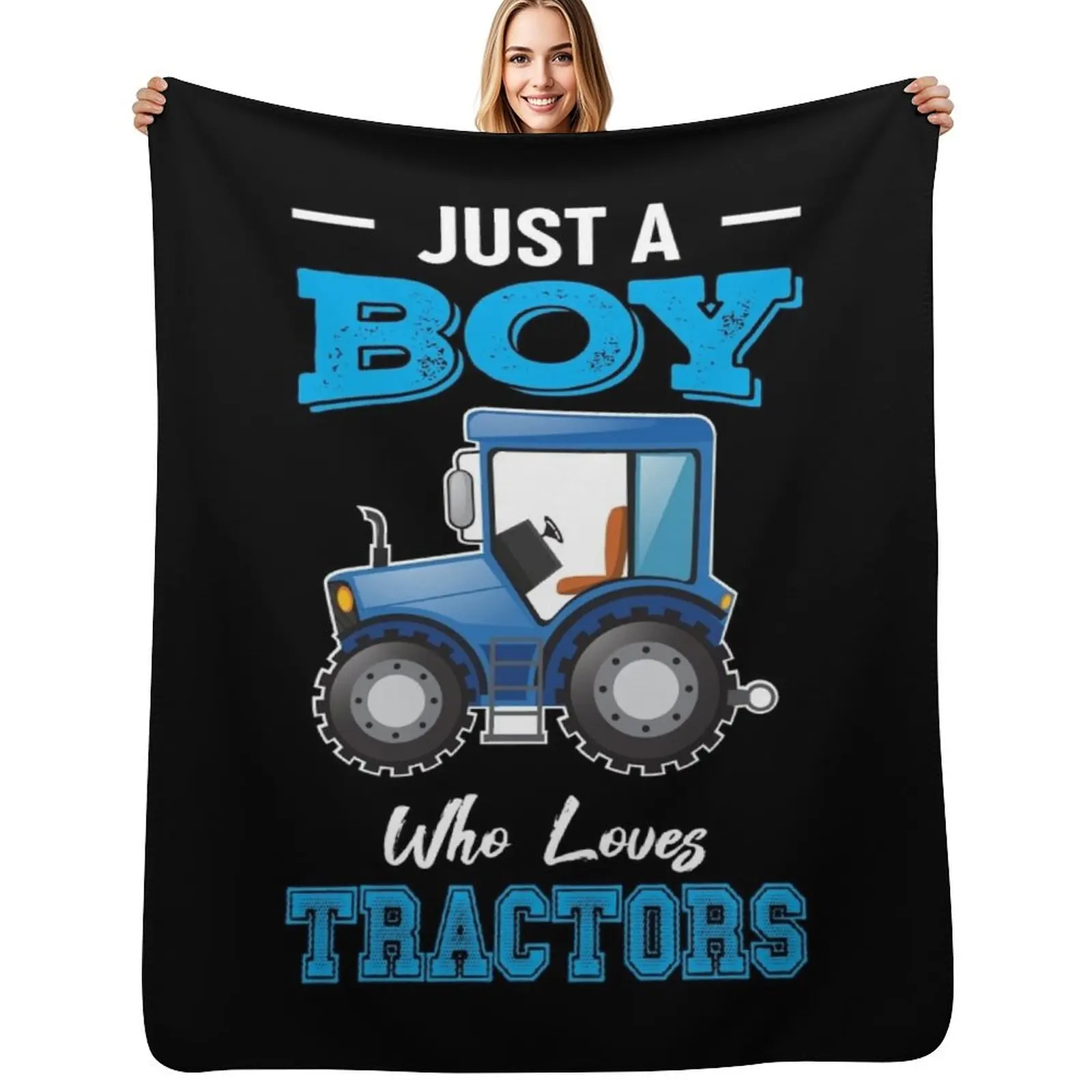 

Just A Boy Who Loves Tractors Throw Blanket cosplay anime Softest Soft Plush Plaid Thins Blankets
