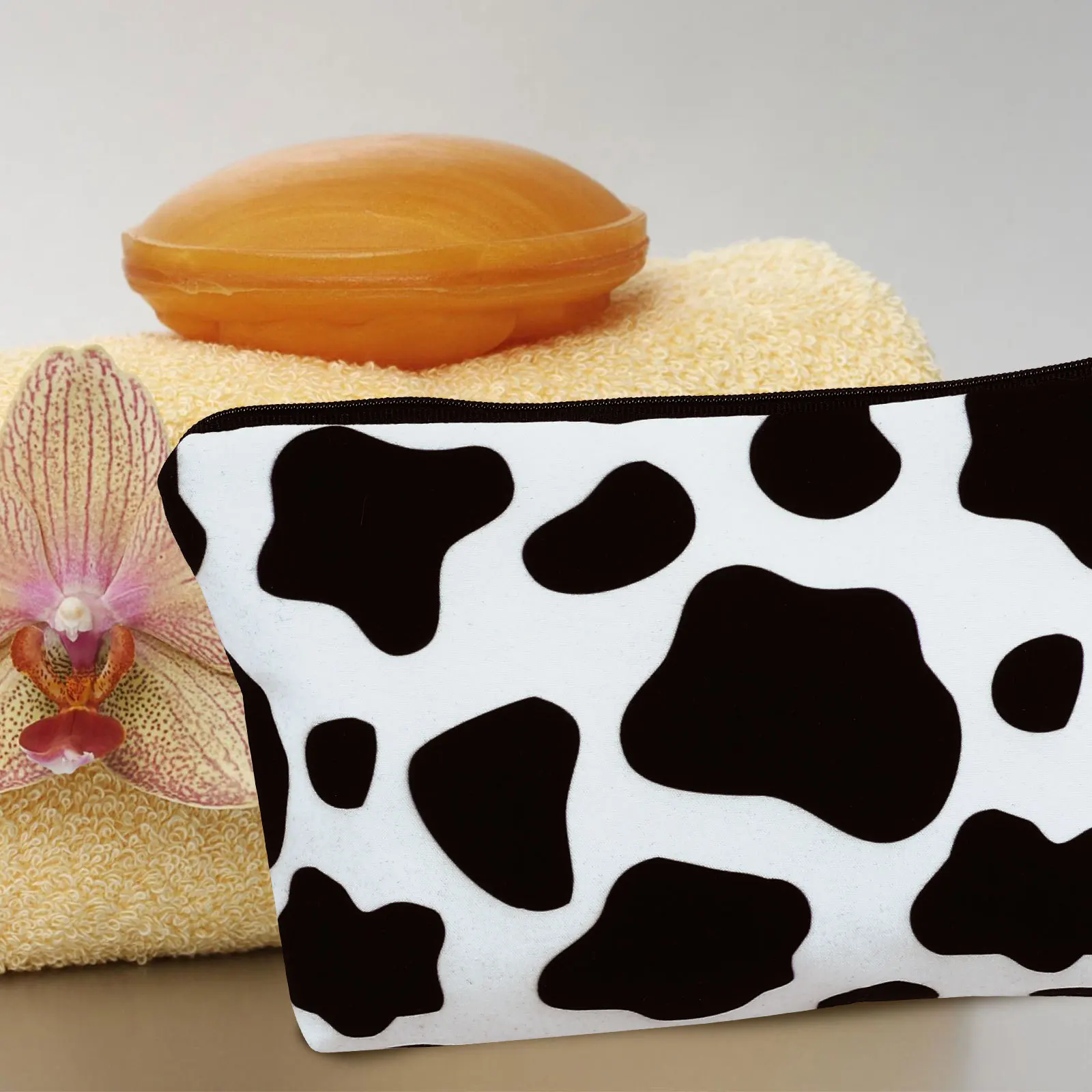 1 stks Koe Patroon Make-up Opbergtasje Toilettas Voor Reizen Vrouw Draagbare Tas Voor Thuis Zakelijk Gebruik