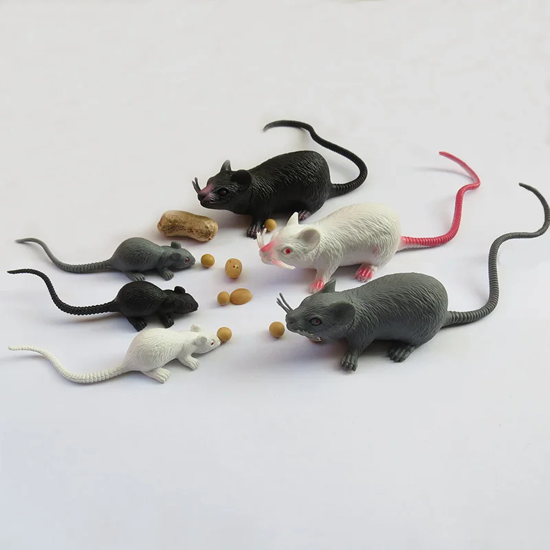 Home Decor Figurines Miniatures PVC Plastic Simulated White Black Rat Chinchilla Mouse Model Halloween Toys 3pc/Set