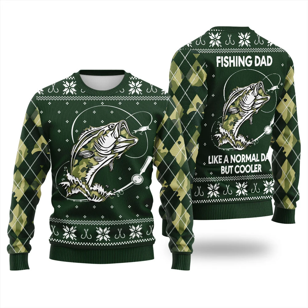 Sudadera con estampado de lubina y equipo de pesca para mujer, Sudadera con capucha fea de Navidad para invierno, Jersey informal, ropa de calle festiva Harajuku