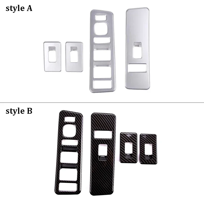 ABS Carbon Fiber/Silver for Hummer H2 2003-2007 Car Interior Window Glass Lift Button Switch Frame Cover Auto Accessories