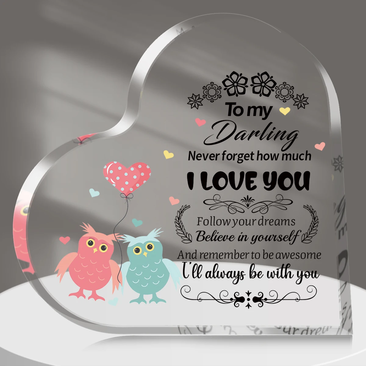 1pc Heart Acrylic Sign,To My Darling I Love You Plaque,Home Decor,Romantic Love Gifts for Women,Men, Birthday,Anniversary Gift