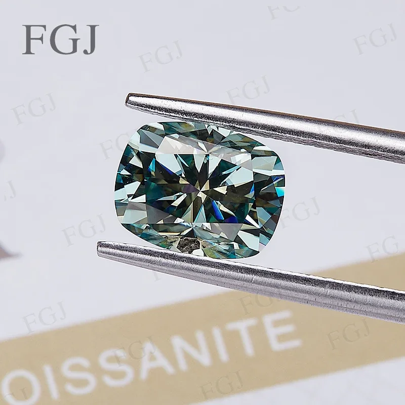 Moissanite Diamond Aqua Blue Brilliant Elongated Cushion Cut Loose Gemstone Manufacturer Factory Supply Price DIY Jewelry Beads