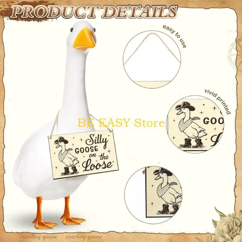 Afbeelding 4: E28F Funny Guard Gooses Sign Natuurlijk Hout Weerbestendige Tuinen Waarschuwingsplaat