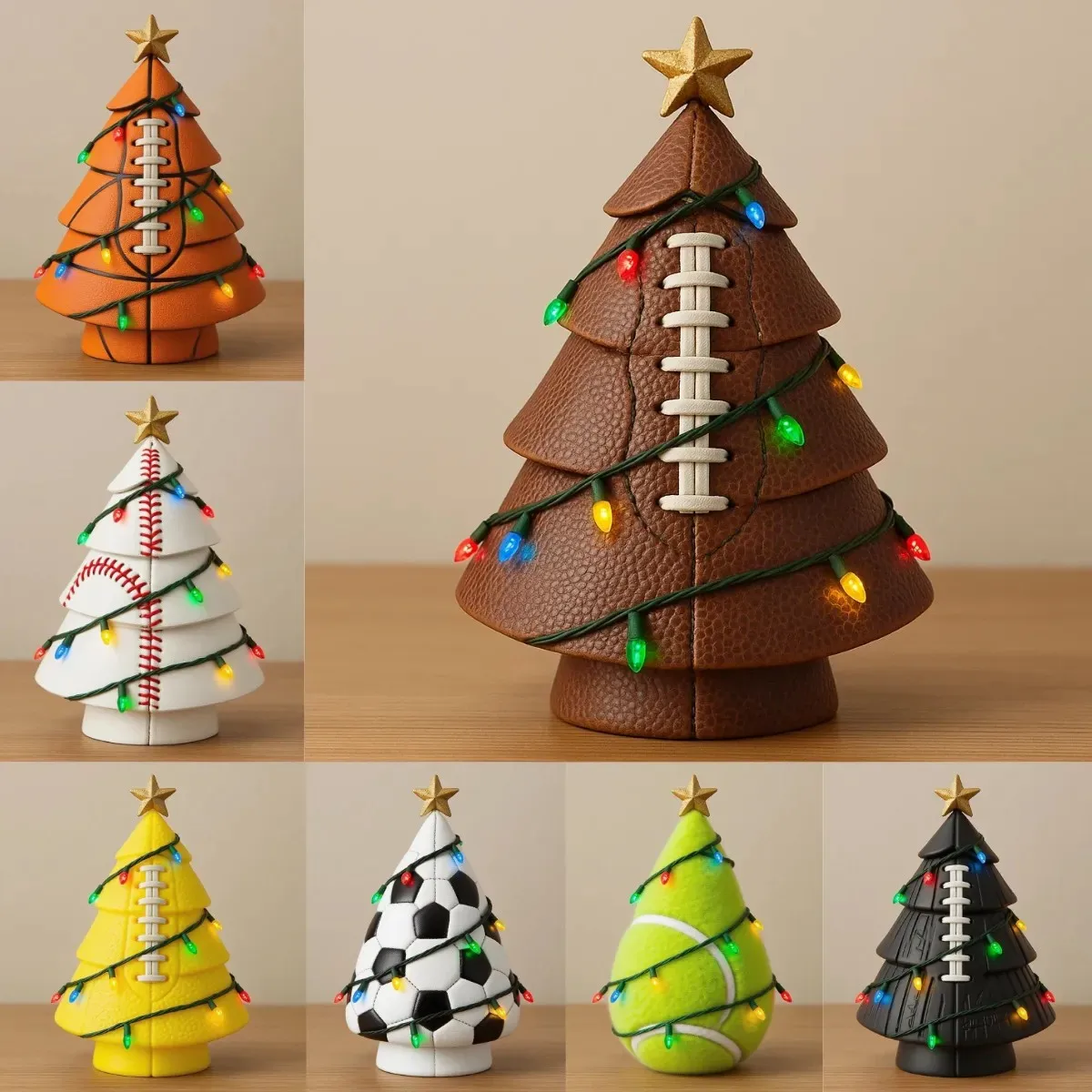 Resin Football Statue Baseball Christmas Tree Decoration Merry Christmas Gift Festival Atmosphere Decoration Desktop Ornament