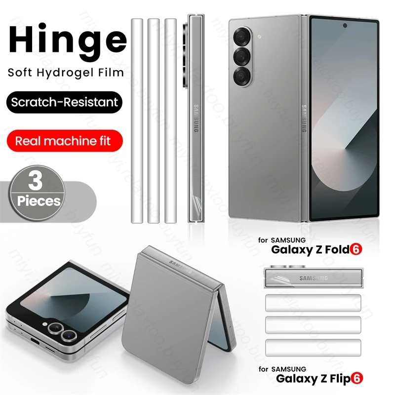 3Pcs Middle Hinge Hydrogel Film For Samsung Galaxy Z Flip6 Fold6 5G Flip 6/Fold 6 Z6 Anti-Scratch Protective Hinge Films Sticker