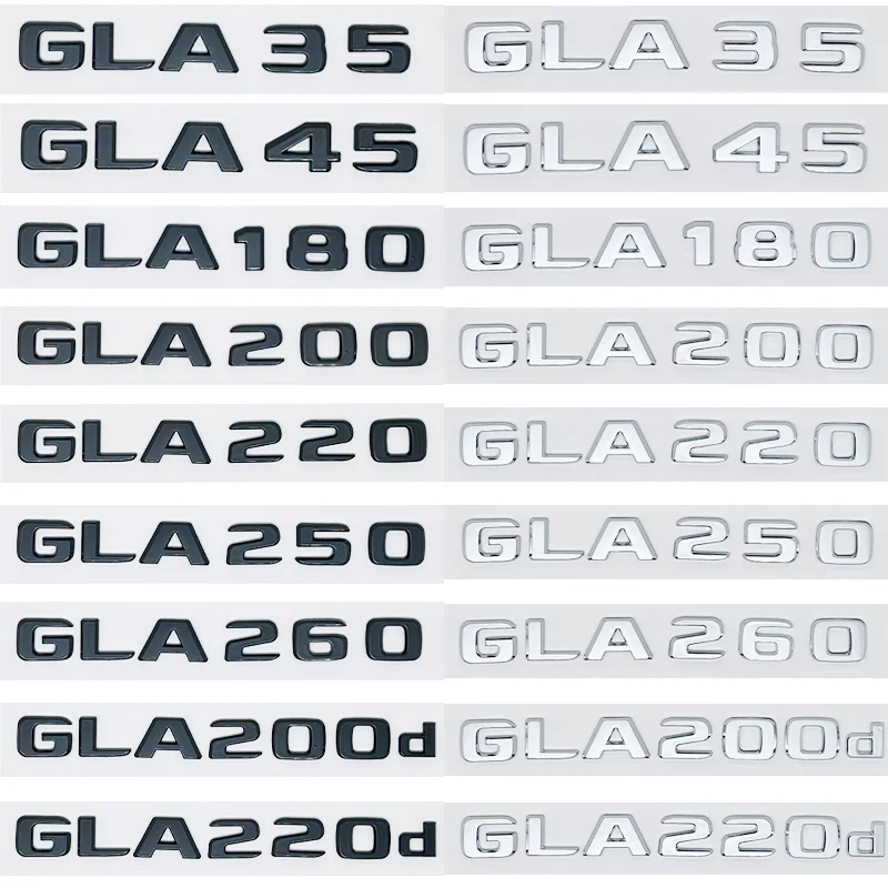 Car Tail Trunk Letters Logo Emblem Badge Sticker For Mercedes Benz GLA Class 4MATIC X156 H247 45 GLA250 GLA200 GLA220d GLA250e