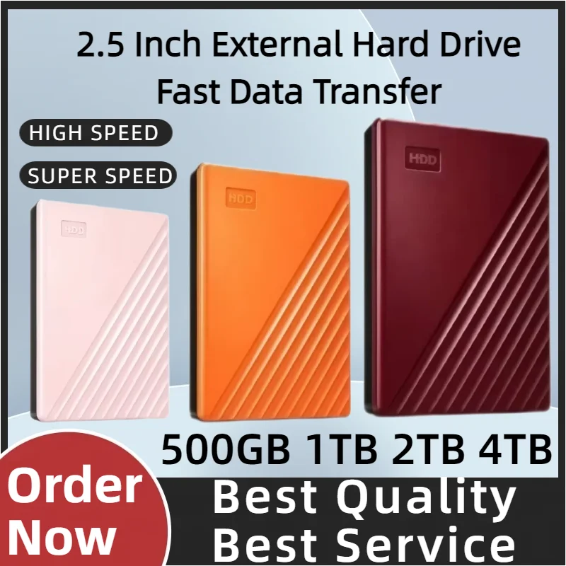 2.5 Inch External Hard Drive, New Durable Portable HDD with Fast Data Transfer, Multi-Device Compatible for File & Data Backup