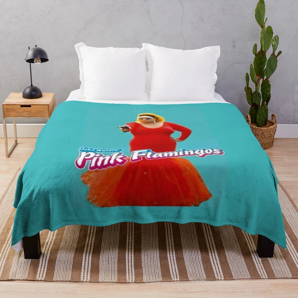 Pink Flamingos by John Waters Movie Poster Throw Blanket Designers funny gift Flannel Blankets