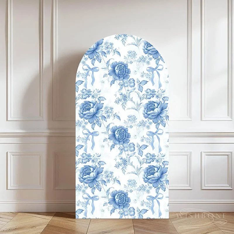 

Mehofond на заказ, 2-сторонний синий бант с цветочным узором для девочек, день рождения, вечеринка, невеста, чехол для душа, арка Chiara, настенный фон, декор, фон