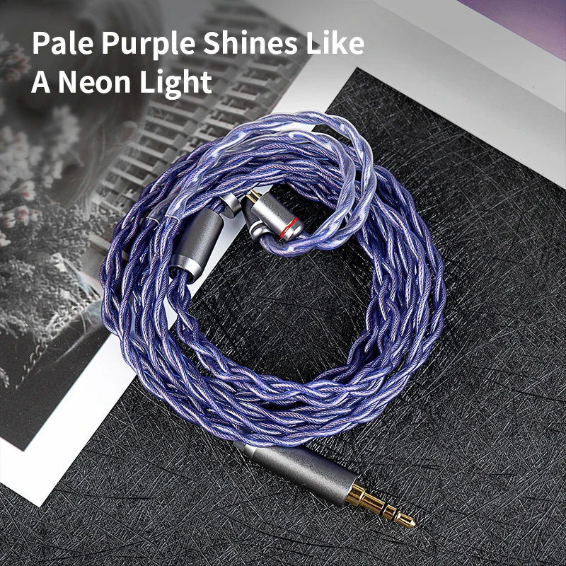 KBEAR Neon 4-żyłowy kabel OFC HiFi IEM 3.5/4.4mm z wymiennymi złączkami Banced i QDC do słuchawek KZ ZS12 PROX Taurus — zdjęcie produktu 2