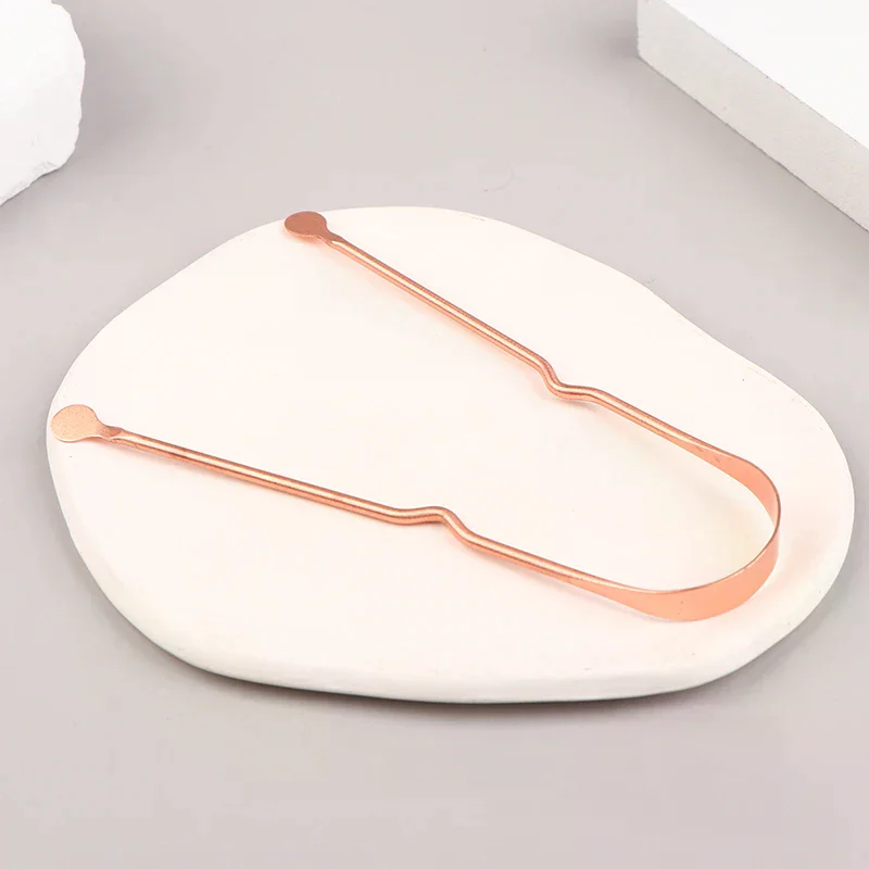 1Pc Pure Copper Tongue Scraper Copper Tongue Cleaner Portable Tongue Scrapers Oral Cleaning Tools