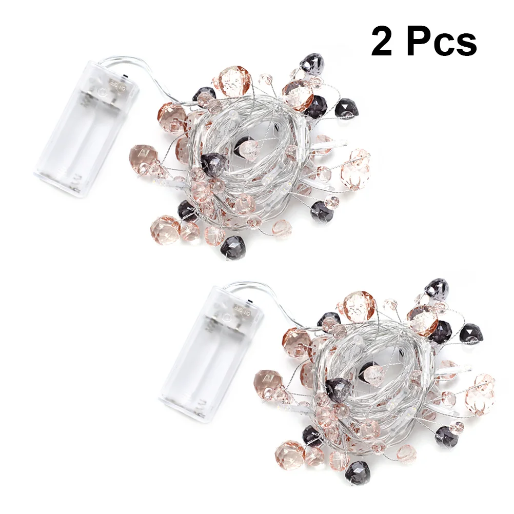 2 قطعة كريستال مطرز مصباح ليد سلسلة 1.5 متر رومانسية الزفاف غرفة نوم غرفة المعيشة الديكور مصباح الليل تعمل الجنية #5