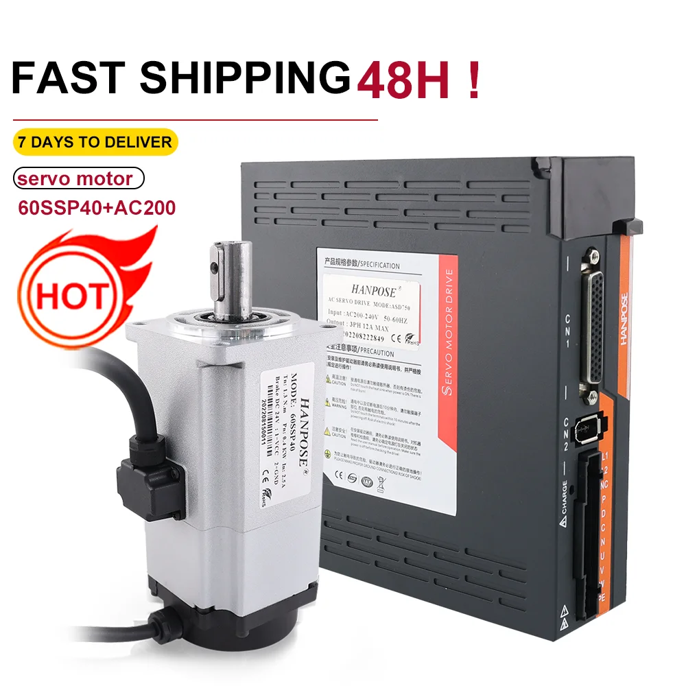 

400W 0.4Kw ac Servo Motor drive Kit 2.5A 1.3N.m Servo Motor With Brake 60SSP40 And AC200-240V ASD240 Servo Drive Router Encoder