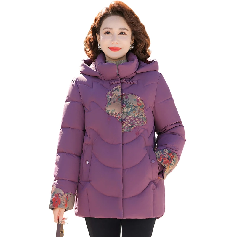 

Куртка на хлопковой подкладке для мам среднего возраста, женская зимняя новая теплая хлопковая стеганая куртка, повседневная верхняя одежда с капюшоном, женская