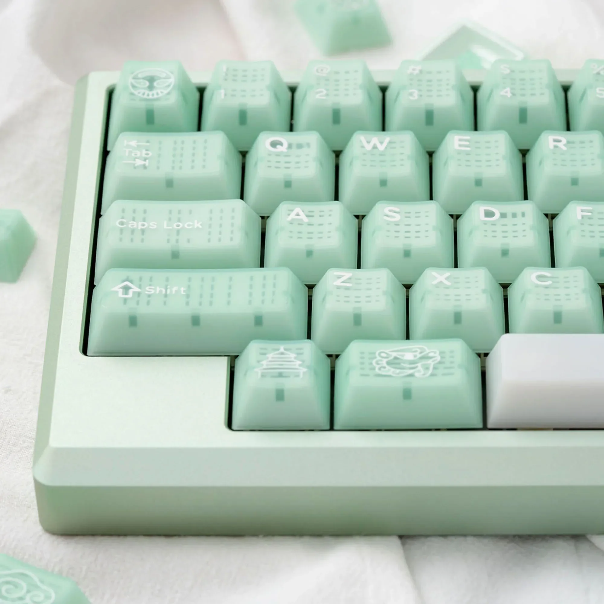 Domikey X JU Jade Keycap Set ABS Doubleshots Cherry Profile for keyboard 87 tkl 104 ansi xd64 bm60 xd68 BM87 BM65